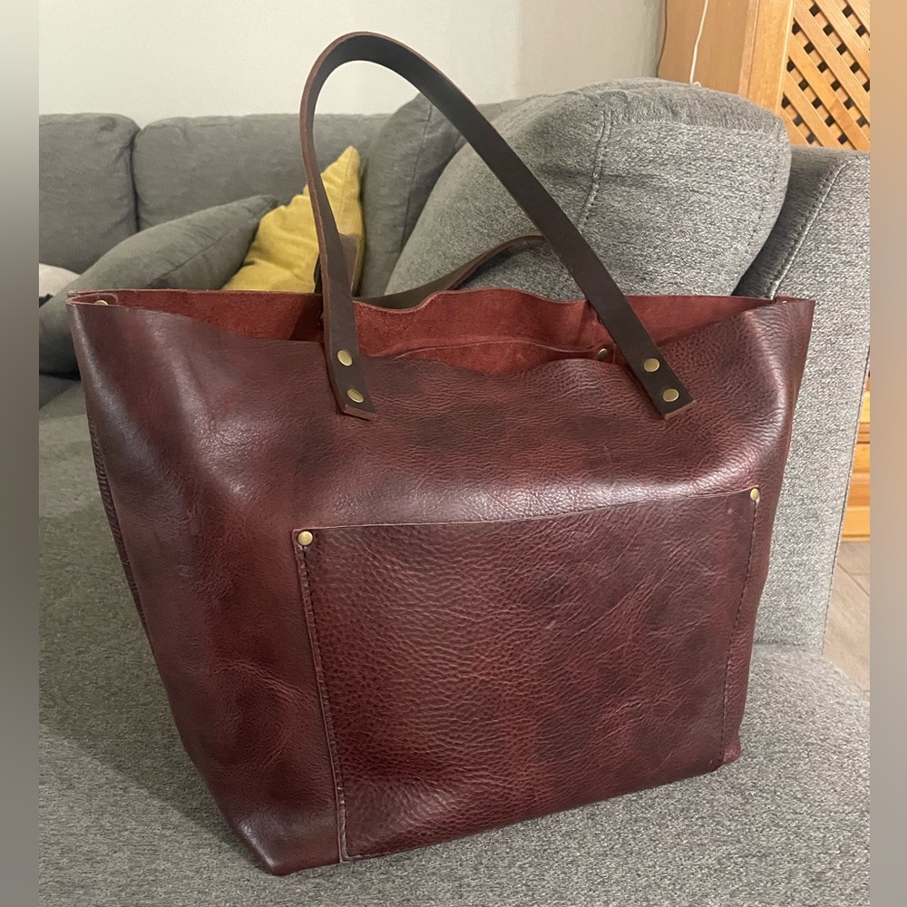 Portland Leather Almost Perfect brown leather large tote bag